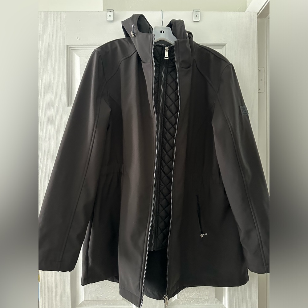 Black Ralph Lauren nylon jacket with hoodie like new used a handful of times
